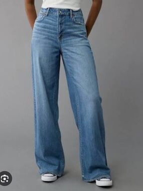 AE Dreamy Drape Stretch Super High Waisted Baggie Jeans LONG